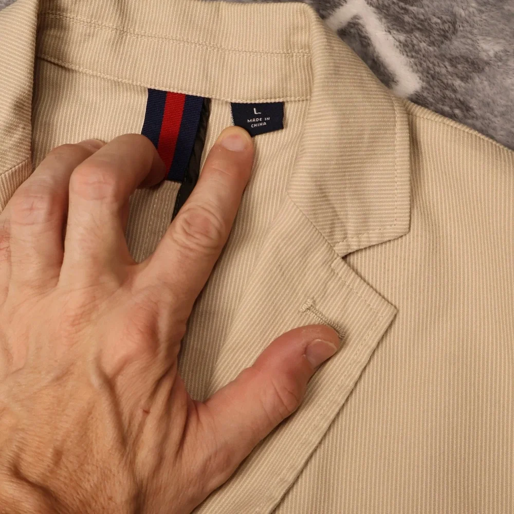 Cremieux Mens Khaki Corduroy Sport Coat Blazer Tan 3 Button Jacket Large RN58909